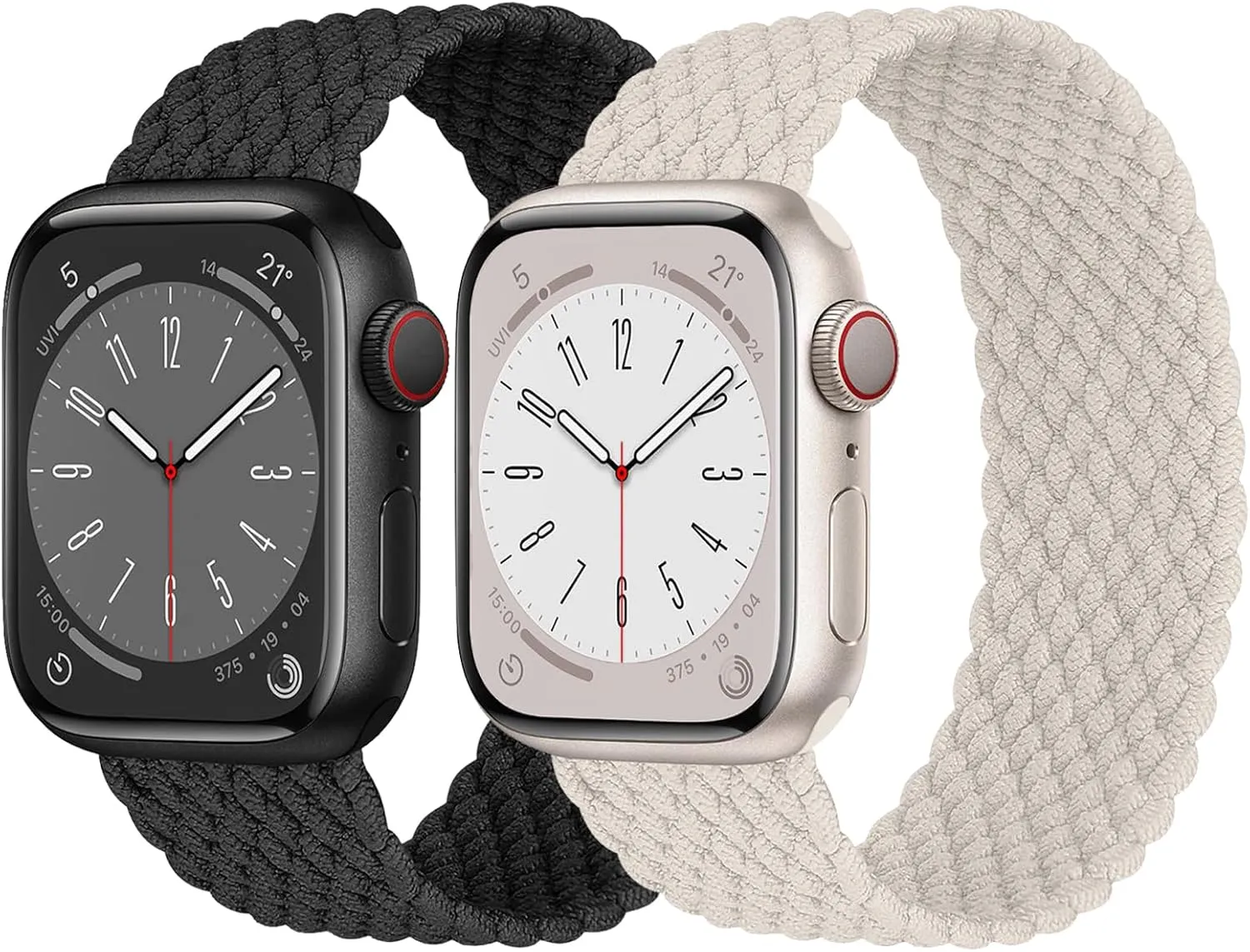 2 Pack Braided Solo Loop For Apple Watch Band 40mm 41mm 42mm 44m 45mm 46mm 38mm 49mm Ultra 2 Women men, Stretchy Woven Nylon Elastic scrunchie Strap Wristbands For iWatch Series 10/9/8/7/6/SE/5/4/3
