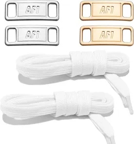 2 Pair Flat Shoelaces 36"-72" Length Replacement Laces for Air Force 1,with 2 Pair Shoe Lace Charms for AF1 Sneaker