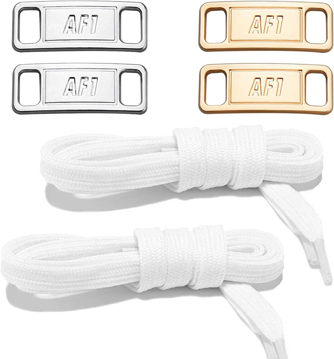 2 Pair Flat Shoelaces 36"-72" Length Replacement Laces for Air Force 1,with 2 Pair Shoe Lace Charms for AF1 Sneaker