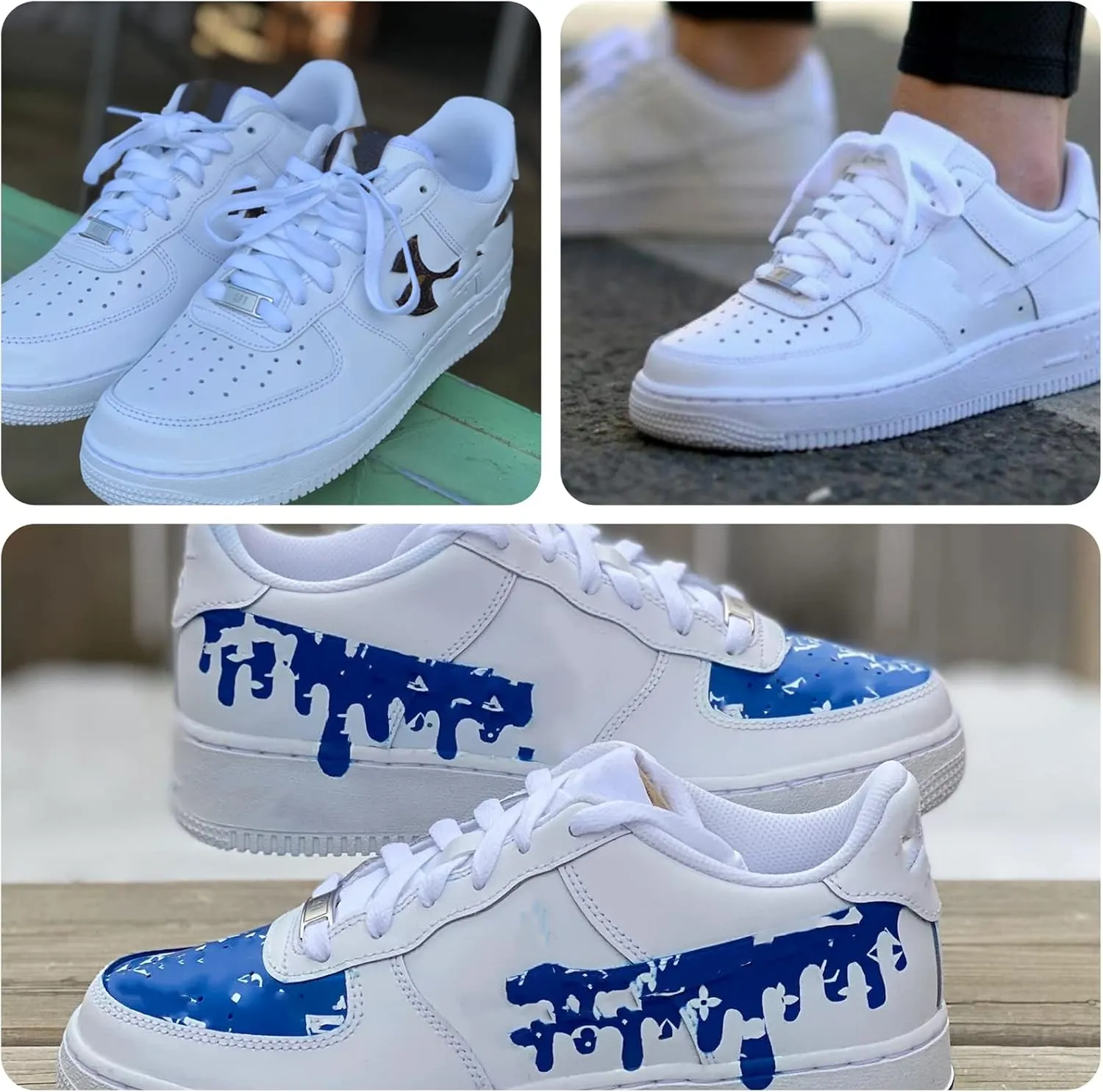 2 Pair Flat Shoelaces 36"-72" Length Replacement Laces for Air Force 1,with 2 Pair Shoe Lace Charms for AF1 Sneaker