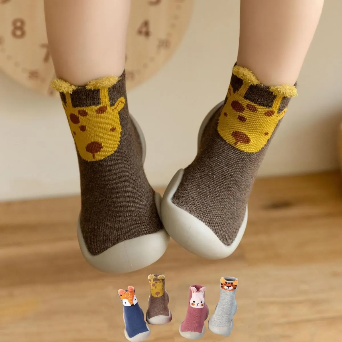 2 Pairs Baby Sock Shoes Toddler Infant Non Slip Soft Rubber Sole Slippers First Walking Shoes for Baby Boys Girls