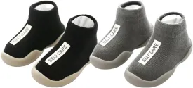 2 Pairs Baby Sock Shoes Toddler Infant Non Slip Soft Rubber Sole Slippers First Walking Shoes for Baby Boys Girls