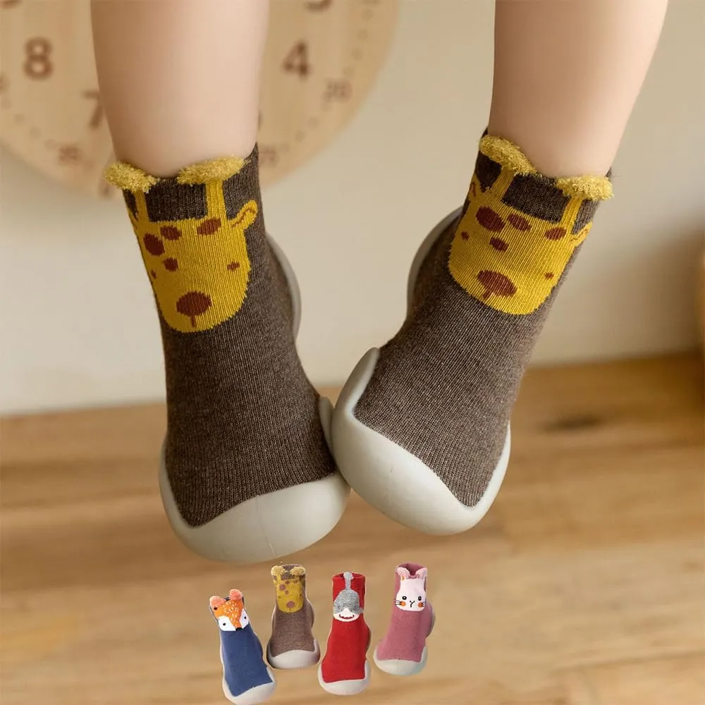 2 Pairs Baby Sock Shoes Toddler Infant Non Slip Soft Rubber Sole Slippers First Walking Shoes for Baby Boys Girls