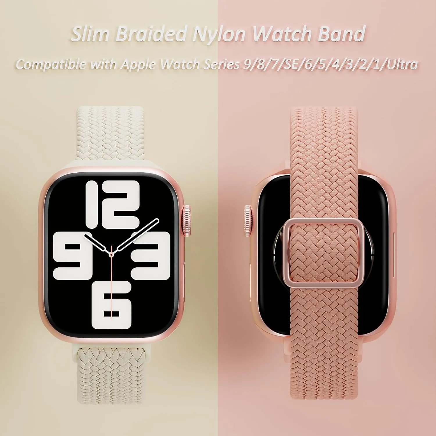4 Pack Slim Braided Stretchy Bands Compatible with Apple Watch Band 38mm 42mm 40mm 44mm 41mm 45mm 46mm 49mm Women Men, Solo Loop Nylon Thin Strap for iWatch Series 10 9 8 7 SE 6 5 4 3 2 1 Ultra
