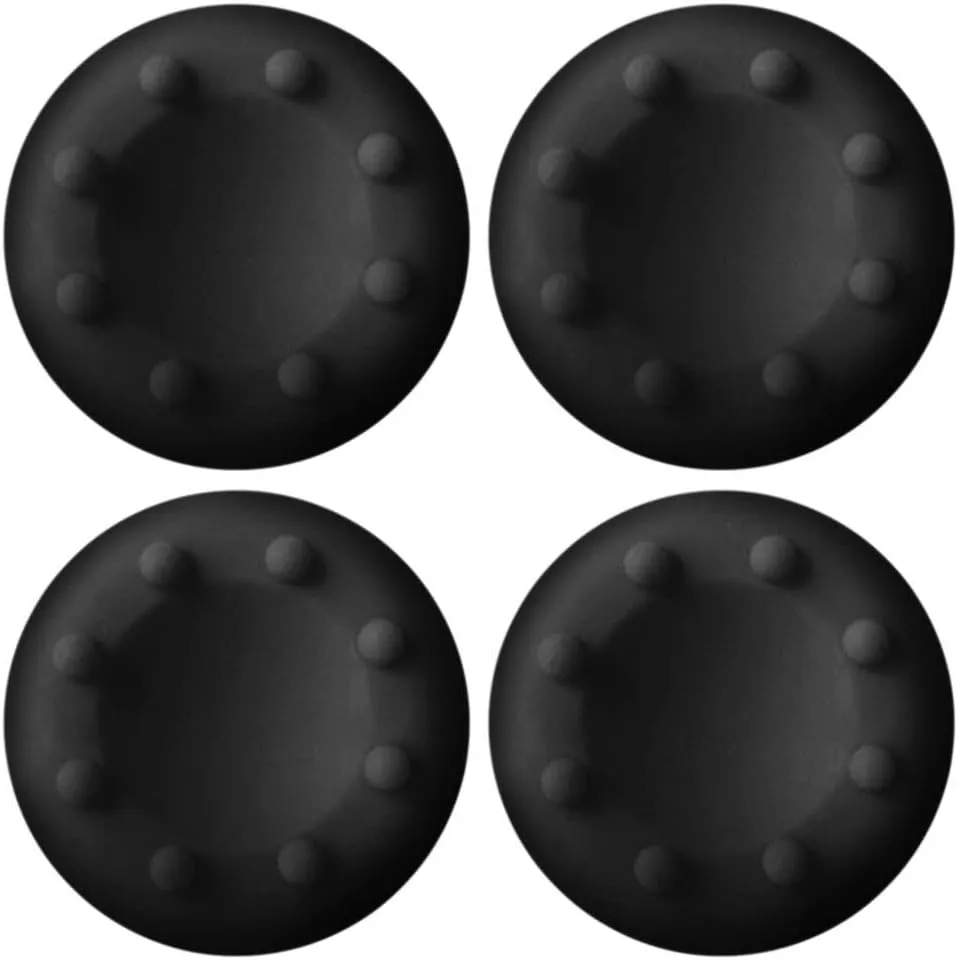 4PCS Thumb Stick Grips Caps Silicone Analog Thumbstick Grips Cover for Xbox One Xbox 360 PS5 PS3 PS4 PS4 Pro Slim Accessories (Black)