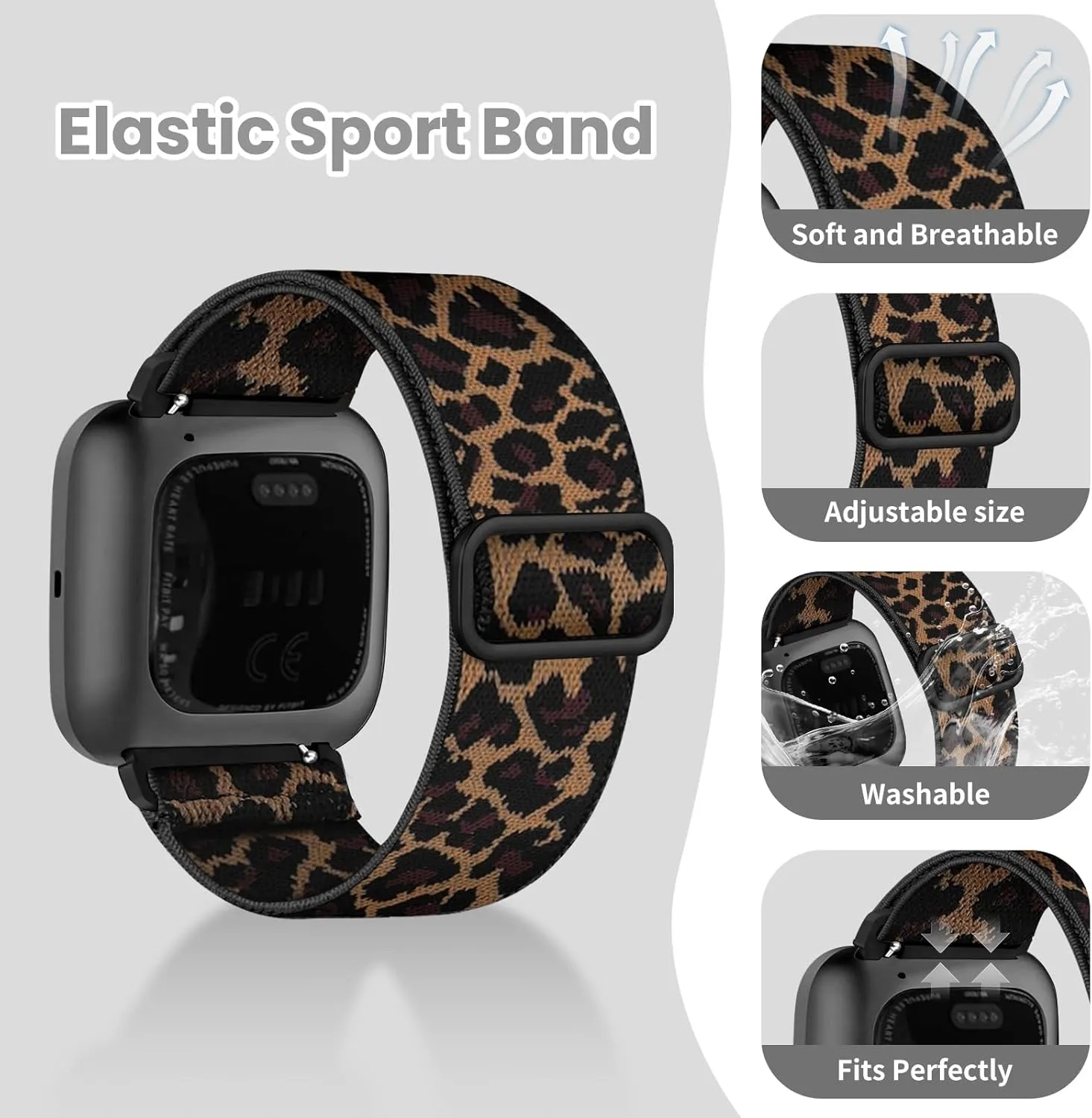 8 Pack Elastic Bands Compatible with Fitbit Versa, Adjustable Nylon Braided Strap Solo Loop Sport Replacement Wristband for Women & Men Smart Watch
