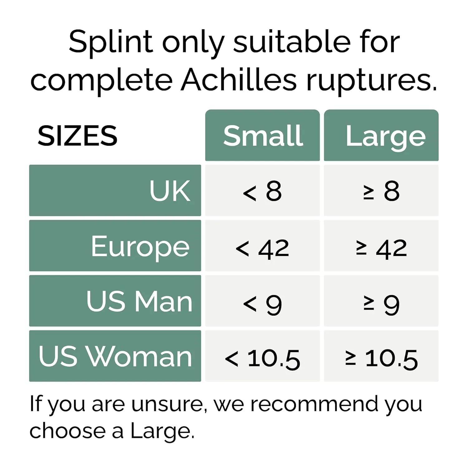 Achilles Tendon RUPTURE Night Splint, ONLY for COMPLETE Achilles tear - BEFORE PURCHASE: 1. Select SIZE & SIDE 2. Check with MEDICAL PROFESSIONAL (Large, Right)