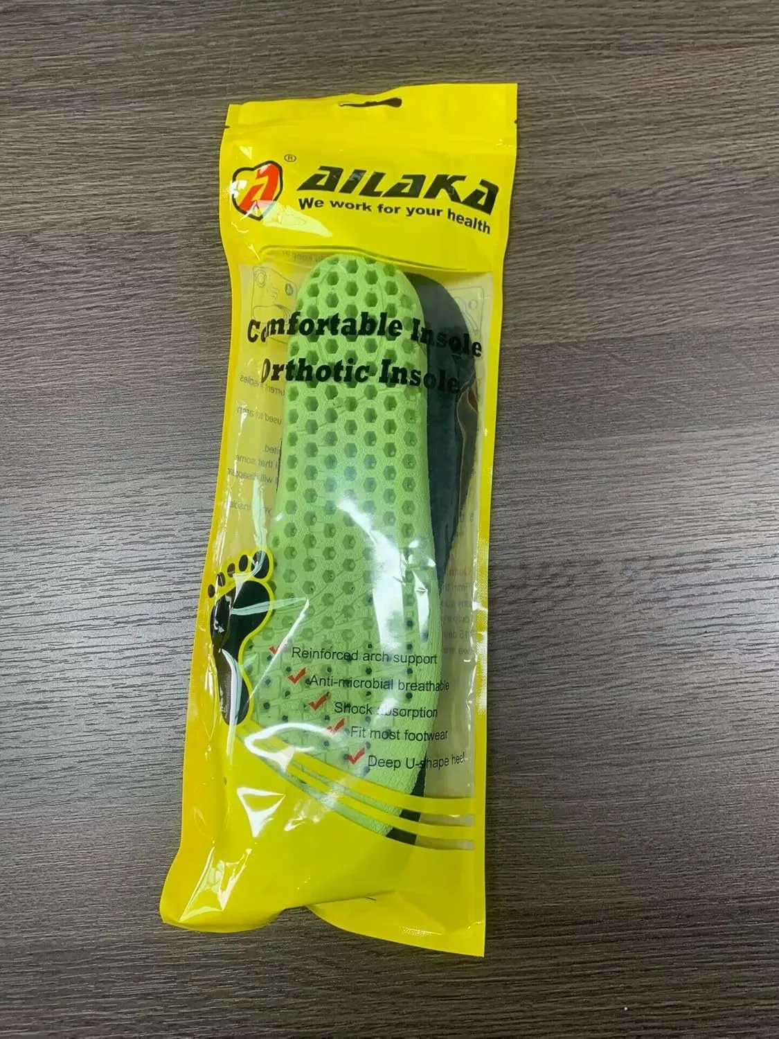Ailaka Elastic Shock Absorbing Height Increasing Sports Shoe Insoles, Soft Breathable Honeycomb Orthotic Replacement Inserts for Men & Women