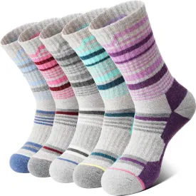 Anlisim Merino Wool Hiking Socks for Women Thermal Winter Warm Boot Work Cushion Socks 5 Pairs