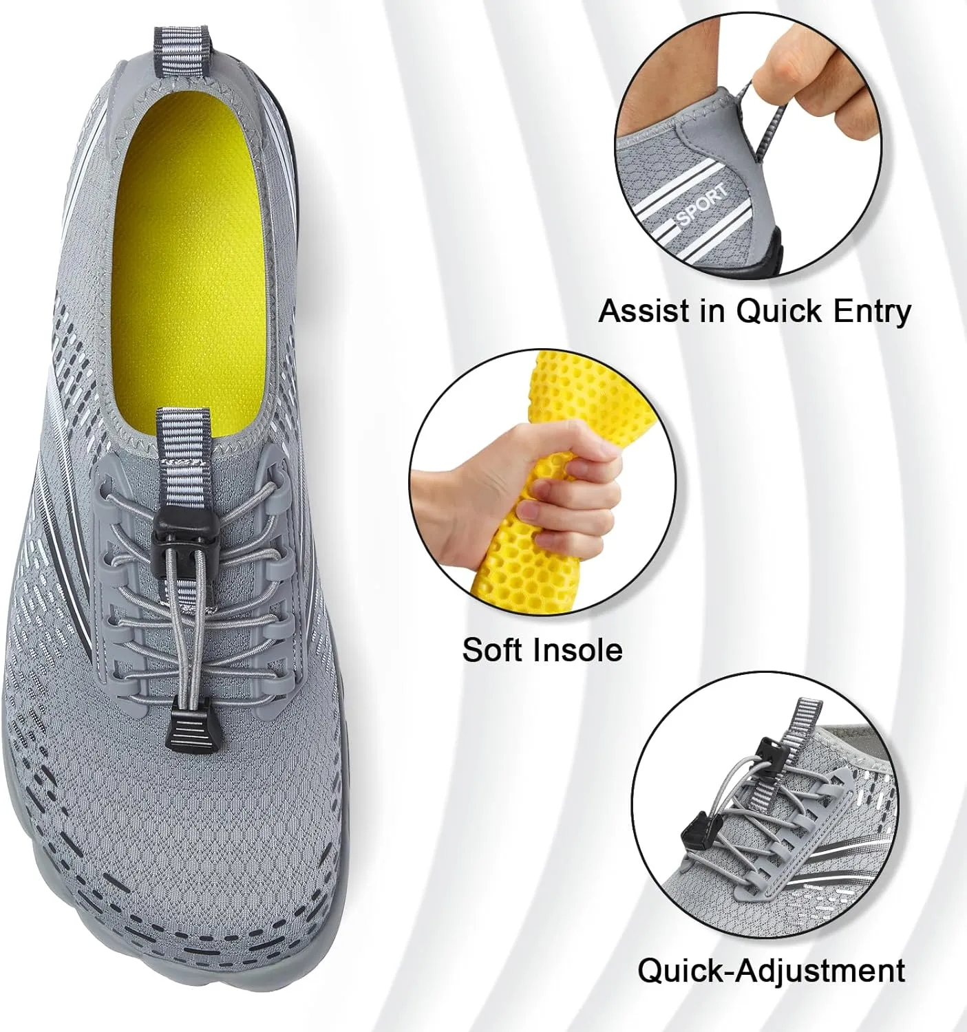 ATHMILE Hiking Barefoot Water Shoes for Women Men Beach Swim Aqua Pool River Quick Dry Athletic Wide Toe Outdoor Sport Kayaking Boating Rock Climbing Yoga Lake