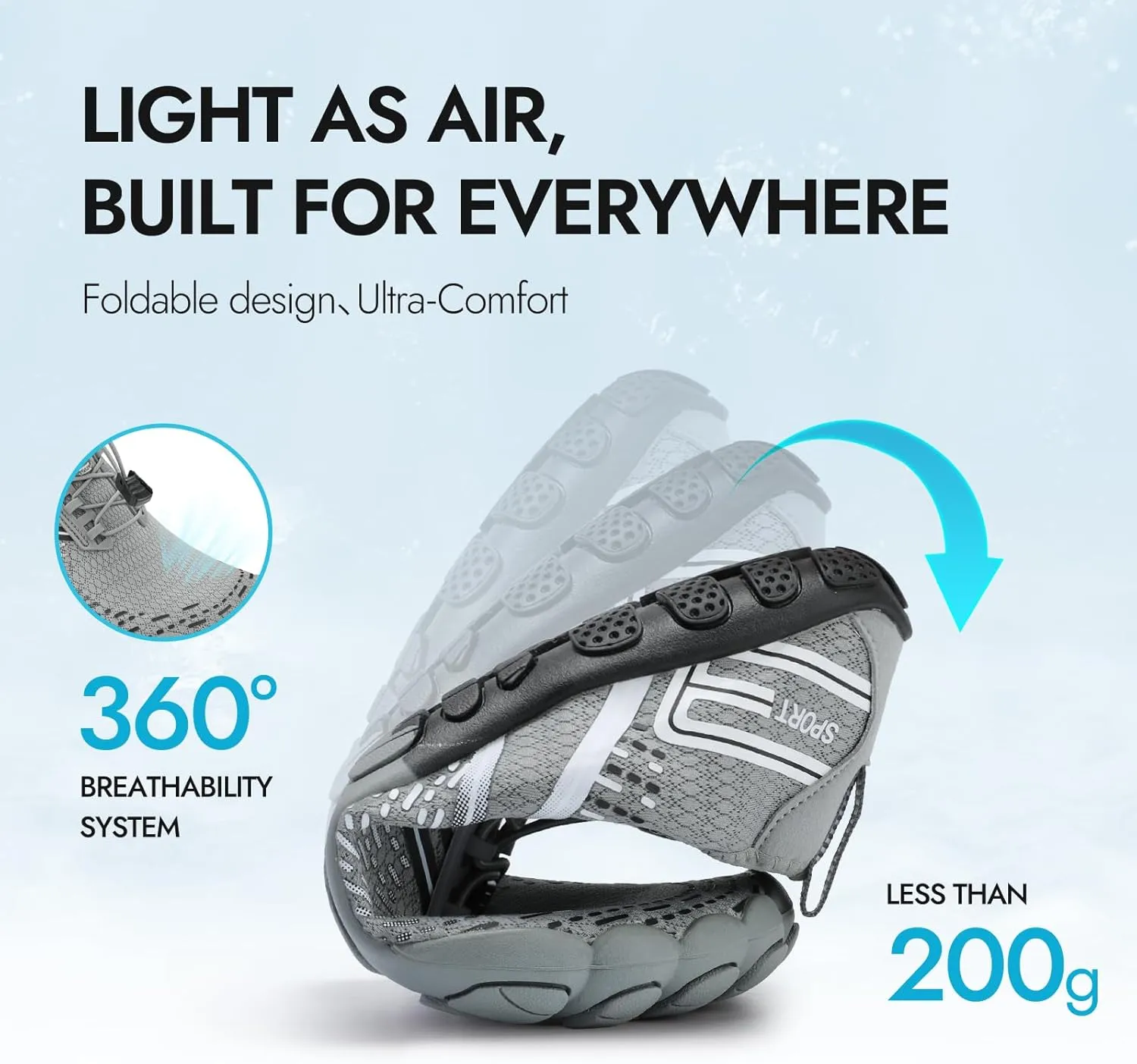 ATHMILE Hiking Barefoot Water Shoes for Women Men Beach Swim Aqua Pool River Quick Dry Athletic Wide Toe Outdoor Sport Kayaking Boating Rock Climbing Yoga Lake