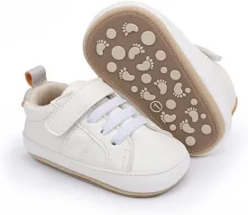 Baby Boys Girls Leather PRE-Walking Sneakers Toddler Anti-Slip Rubber Sole Infant Lightweight First Step Shoes
