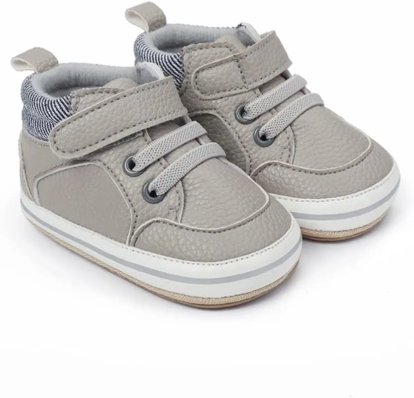 Baby Boys Girls Leather PRE-Walking Sneakers Toddler Anti-Slip Rubber Sole Infant Lightweight First Step Shoes