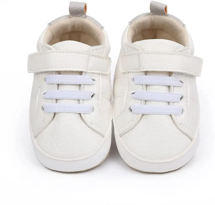 Baby Boys Girls Leather PRE-Walking Sneakers Toddler Anti-Slip Rubber Sole Infant Lightweight First Step Shoes