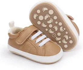 Baby Boys Girls Leather PRE-Walking Sneakers Toddler Anti-Slip Rubber Sole Infant Lightweight First Step Shoes