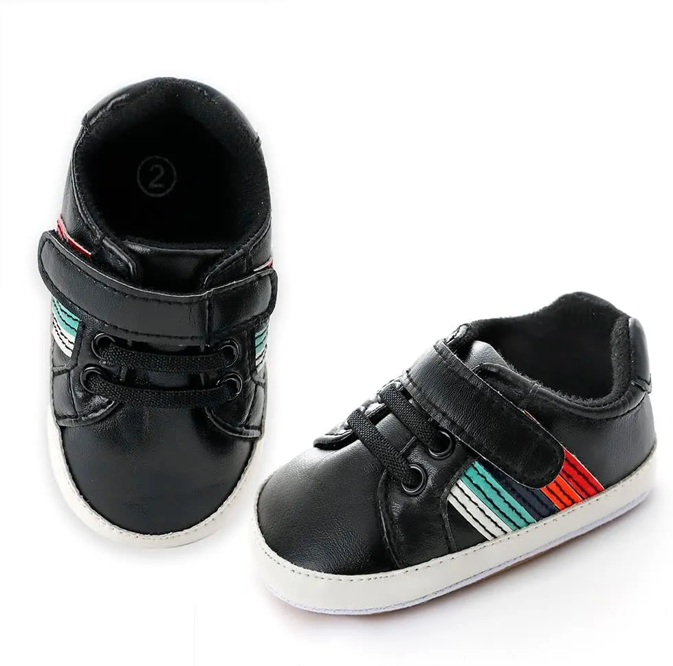 Baby Boys Girls Leather PRE-Walking Sneakers Toddler Anti-Slip Rubber Sole Infant Lightweight First Step Shoes