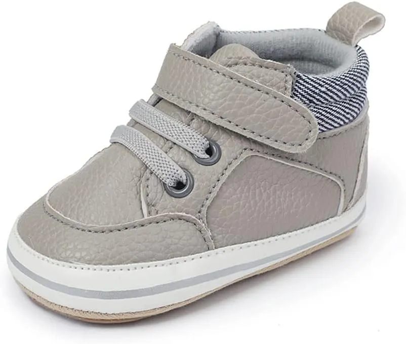 Baby Boys Girls Leather PRE-Walking Sneakers Toddler Anti-Slip Rubber Sole Infant Lightweight First Step Shoes