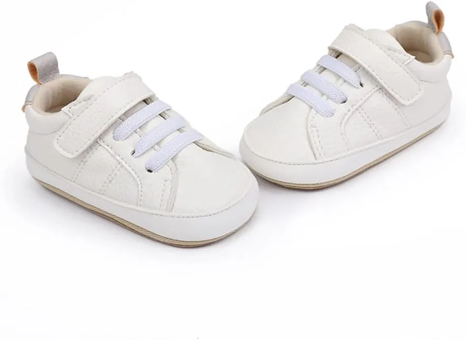 Baby Boys Girls Leather PRE-Walking Sneakers Toddler Anti-Slip Rubber Sole Infant Lightweight First Step Shoes