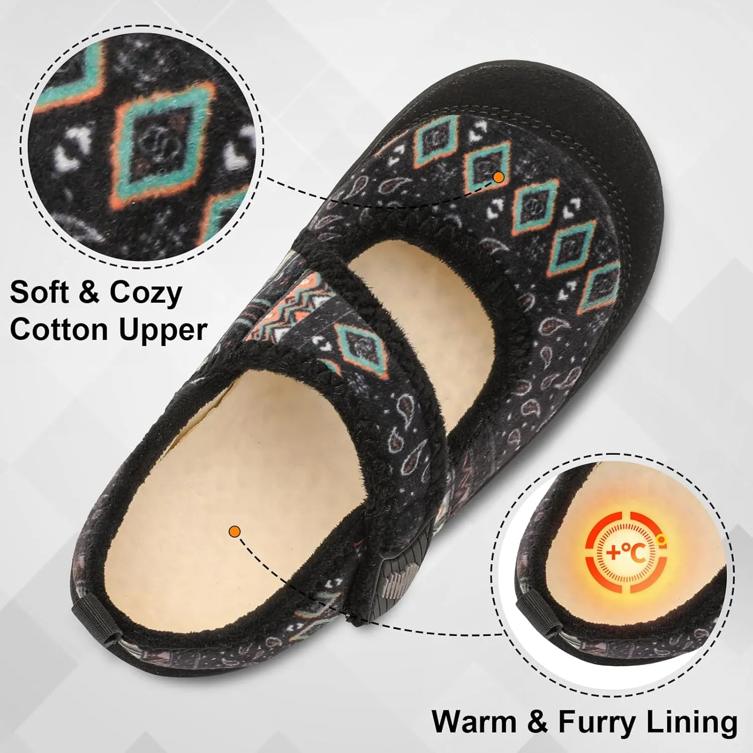 BARERUN Womens Slippers Wide Diabetic Shoes for Women Adjustable House Slippers Swollen Bunions Neuropathy House Shoes Stable Non Slip Barefoot Walking Shoes Indoor Outdoor