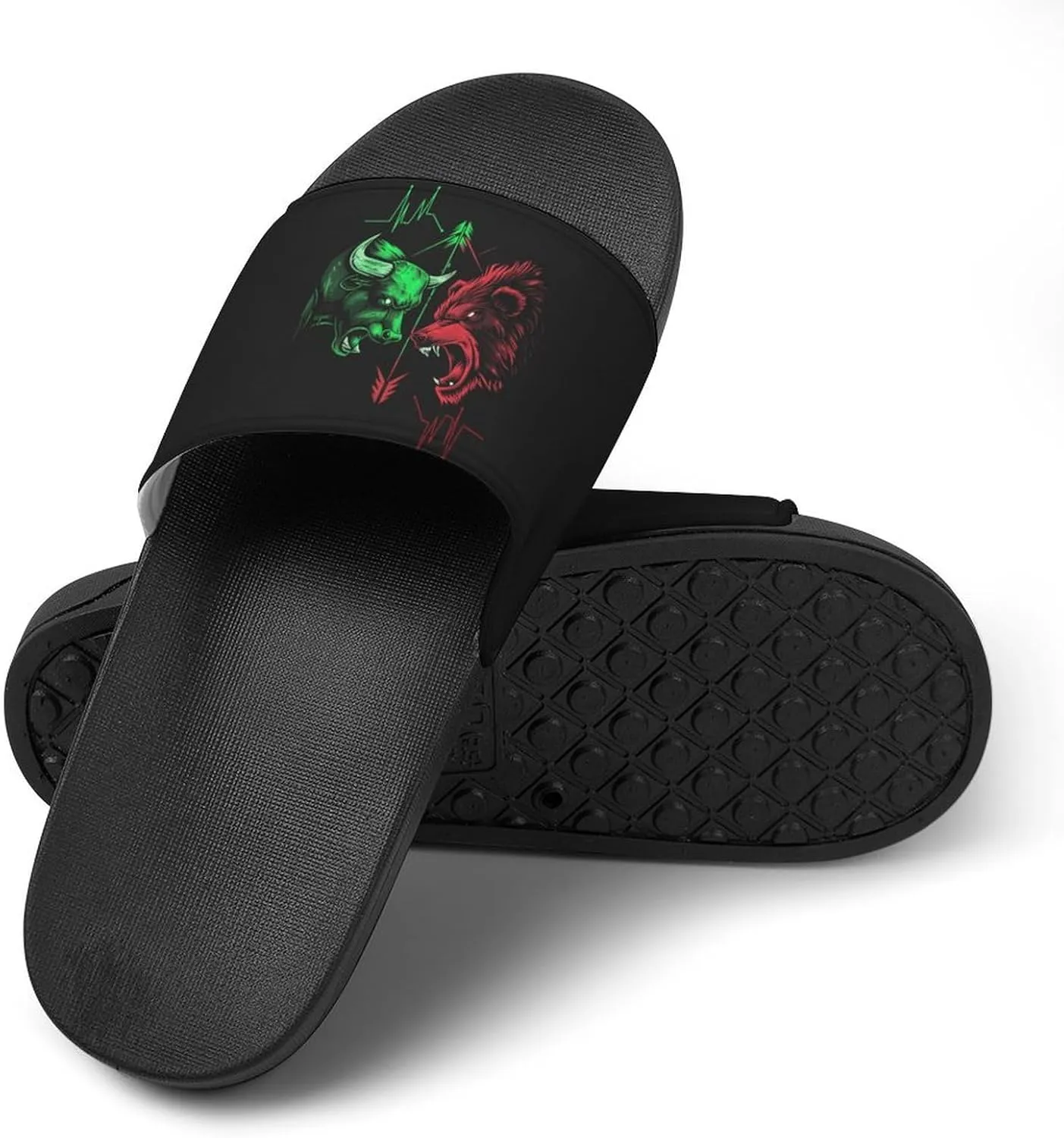 Bear Bull Stock Market Trading Slippers Shower Slipper In-Door Slipper Quick Drying Non-Slip Bathroom Pool Woman Man PVC