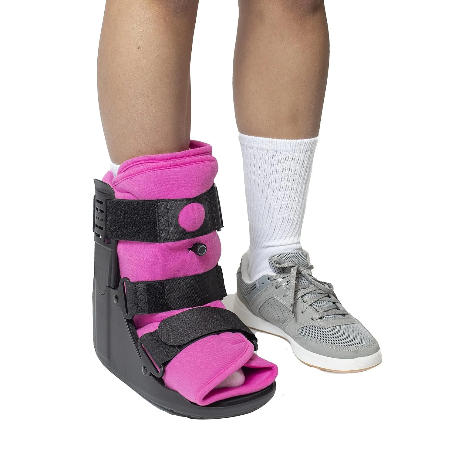 Brace Direct Womens Short Air Walker Boot with Pink Liner  Low-Profile CAM Air Pump, Orthopedic Support for Foot & Ankle Fractures, Sprains & Post-Op Recovery PDAC L4360/L4361  Small (US Shoe
