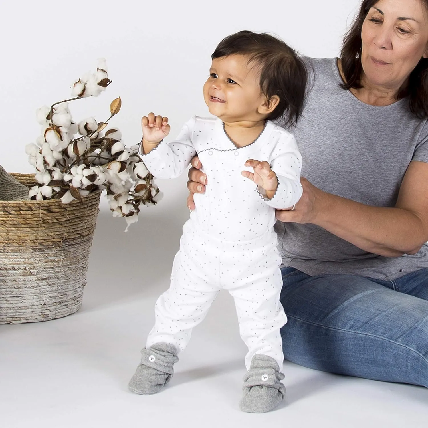 Burt's Bees Baby Booties, Organic Cotton Adjustable Infant Sock