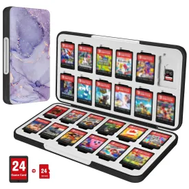 CaseBot Game Card Case for Nintendo Switch 2, Switch OLED/Lite, [Shockproof] Hard Shell 24 Game Holder Cartridge & 24 Slots Micro SD Card Storage Holder Box, Slim and Portable (lilac marble)