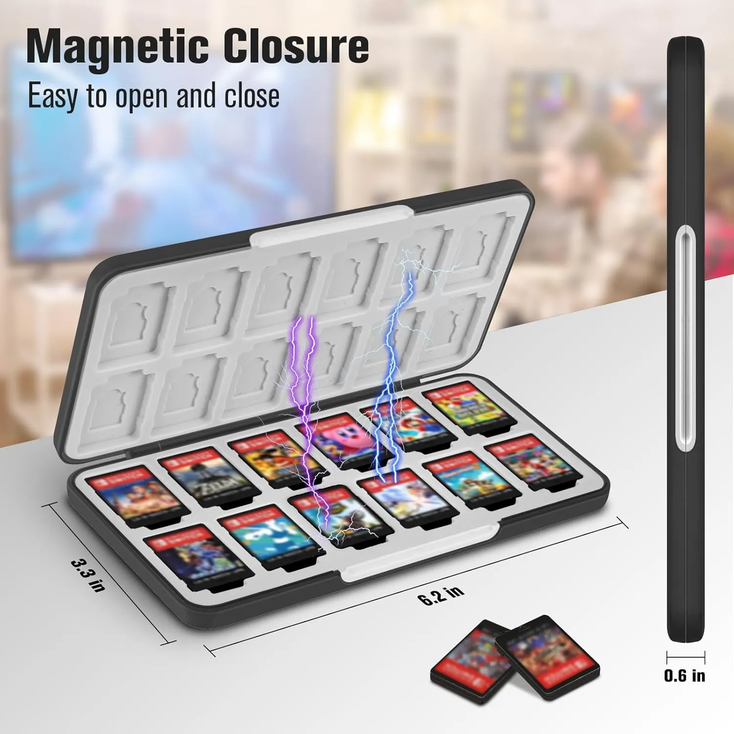 CaseBot Game Card Case for Nintendo Switch 2, Switch OLED/Lite, [Shockproof] Hard Shell 24 Game Holder Cartridge & 24 Slots Micro SD Card Storage Holder Box, Slim and Portable (lilac marble)