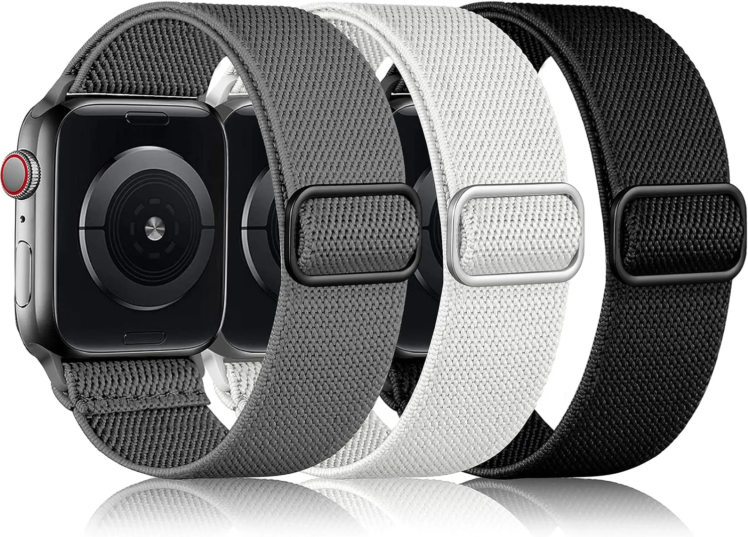 DaQin 3 Pack Adjustable Elastic Band Compatible with Apple Watch Bands 41mm 40mm 38mm 45mm 46mm 44mm 42mm Women Men, Stretchy Soft Nylon Strap for Apple Watch SE iWatch Series 10/9/8/7/6/5/4/3/2/1