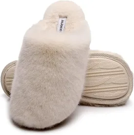 Densely Long-haired Ladys Comfy Fuzzy Memory Foam Scuff Womens Warm Plush Closed-Toe Comfortable Slippers