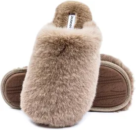 Densely Long-haired Ladys Comfy Fuzzy Memory Foam Scuff Womens Warm Plush Closed-Toe Comfortable Slippers