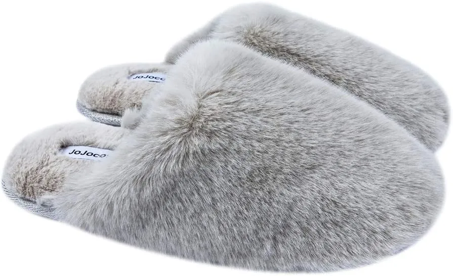 Densely Long-haired Ladys Comfy Fuzzy Memory Foam Scuff Womens Warm Plush Closed-Toe Comfortable Slippers