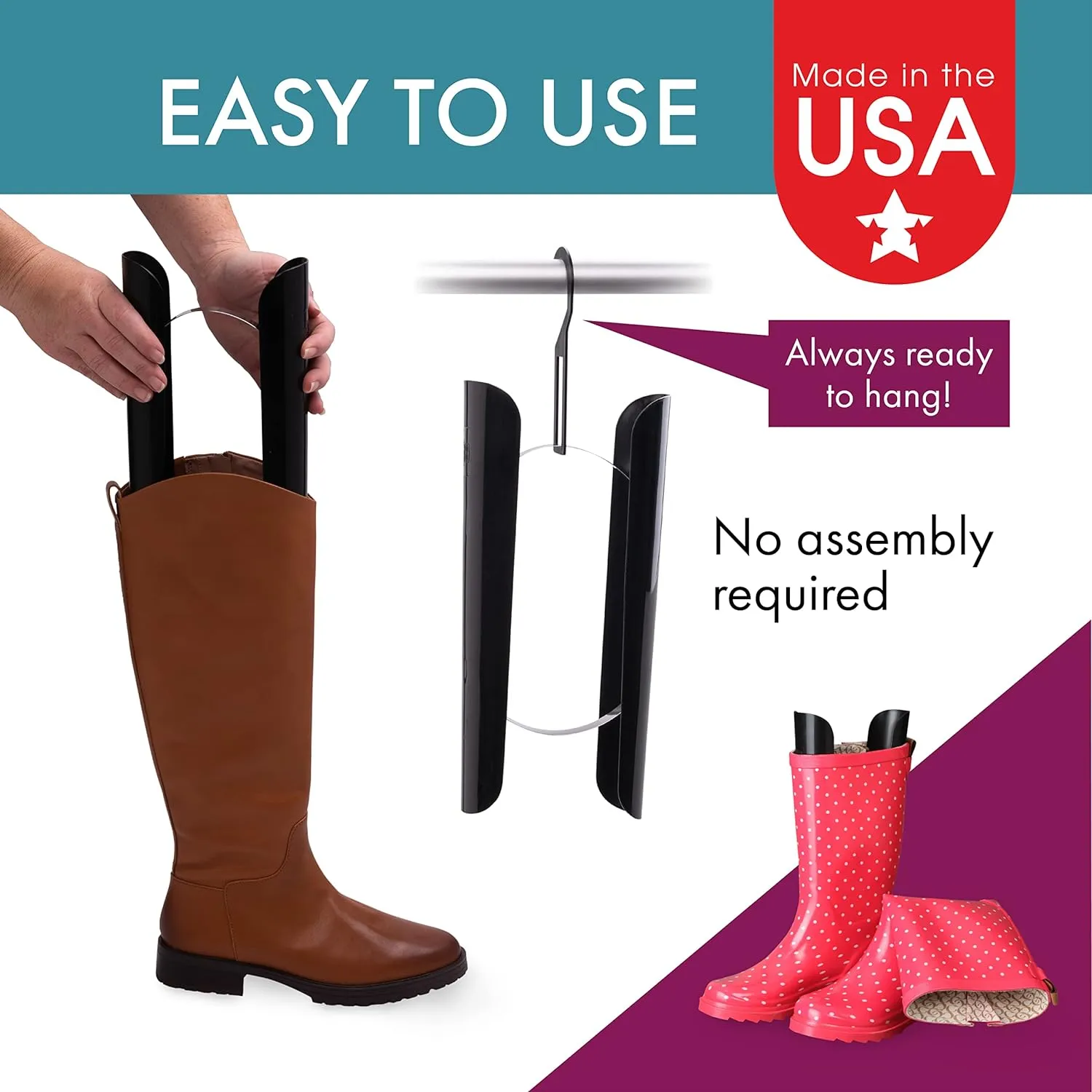 Dial Industries Spring Loaded Tall Boot Shaper Inserts, Black