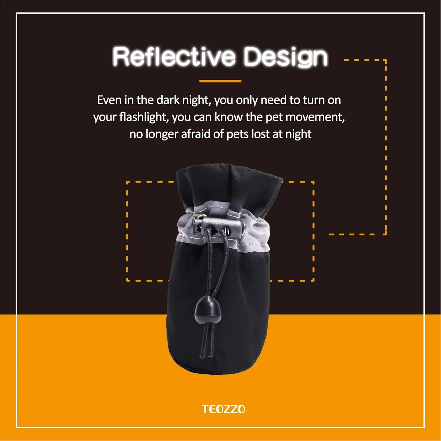 Dog Shoes Dog Boots & Paw Protector, Anti-Slip Sole Winter Dog Booties with Reflective Straps Dog Snow Boots for Small Medium Dogs 4PCS Black 3