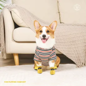 Dog Shoes Dog Boots & Paw Protector, Anti-Slip Sole Winter Dog Booties with Reflective Straps Dog Snow Boots for Small Medium Dogs 4PCS Yellow 6