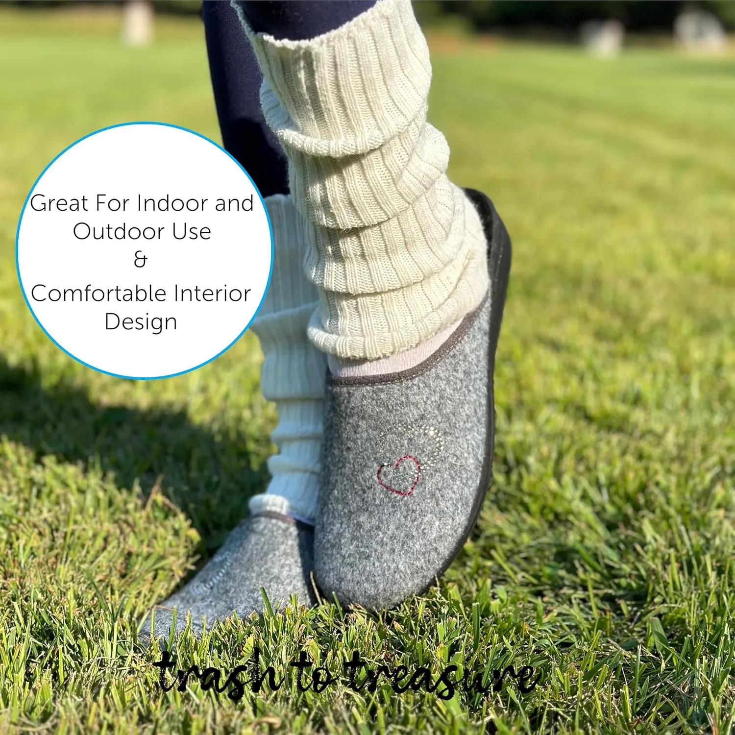 Eco-Friendly Women's Slippers: Recycled, Ultra Comfortable, Soft, Perfect for Indoors & Outdoors Slippers,Embroidery 15503 GR