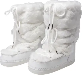 Faux Fur Boots for Women - Fuzzy Fluffy Furry Water Resistant Snow Boots for Women - Anti-Slip with Cotton Sponge Lined and TPR Rubber Sole Black White Fur Boots