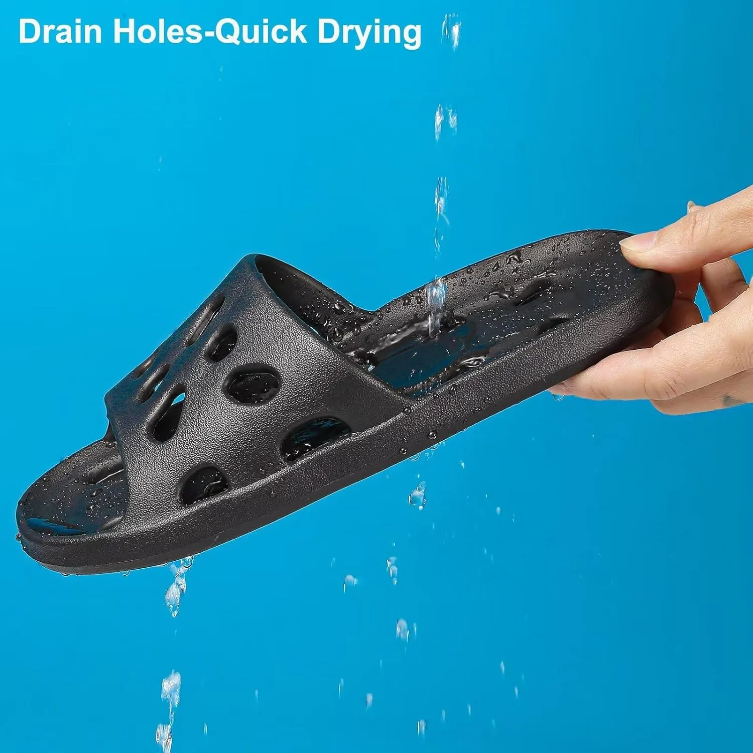 FINLEEO Shower Shoes for Women Men, Comfortable Quick Drying Non-Slip Pool Beach Bathroom Travel Slippers, Lightweight House Slippers