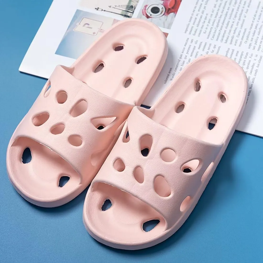 FINLEEO Shower Shoes for Women Men, Comfortable Quick Drying Non-Slip Pool Beach Bathroom Travel Slippers, Lightweight House Slippers