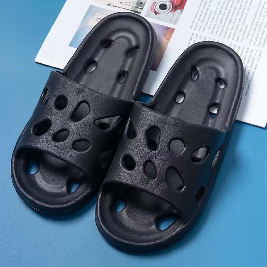FINLEEO Shower Shoes for Women Men, Comfortable Quick Drying Non-Slip Pool Beach Bathroom Travel Slippers, Lightweight House Slippers