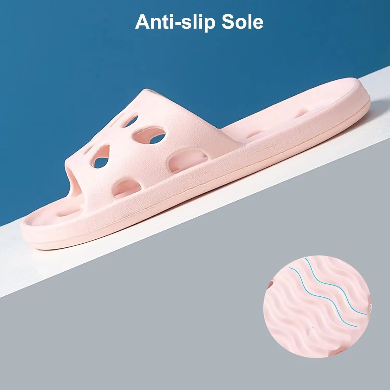 FINLEEO Shower Shoes for Women Men, Comfortable Quick Drying Non-Slip Pool Beach Bathroom Travel Slippers, Lightweight House Slippers