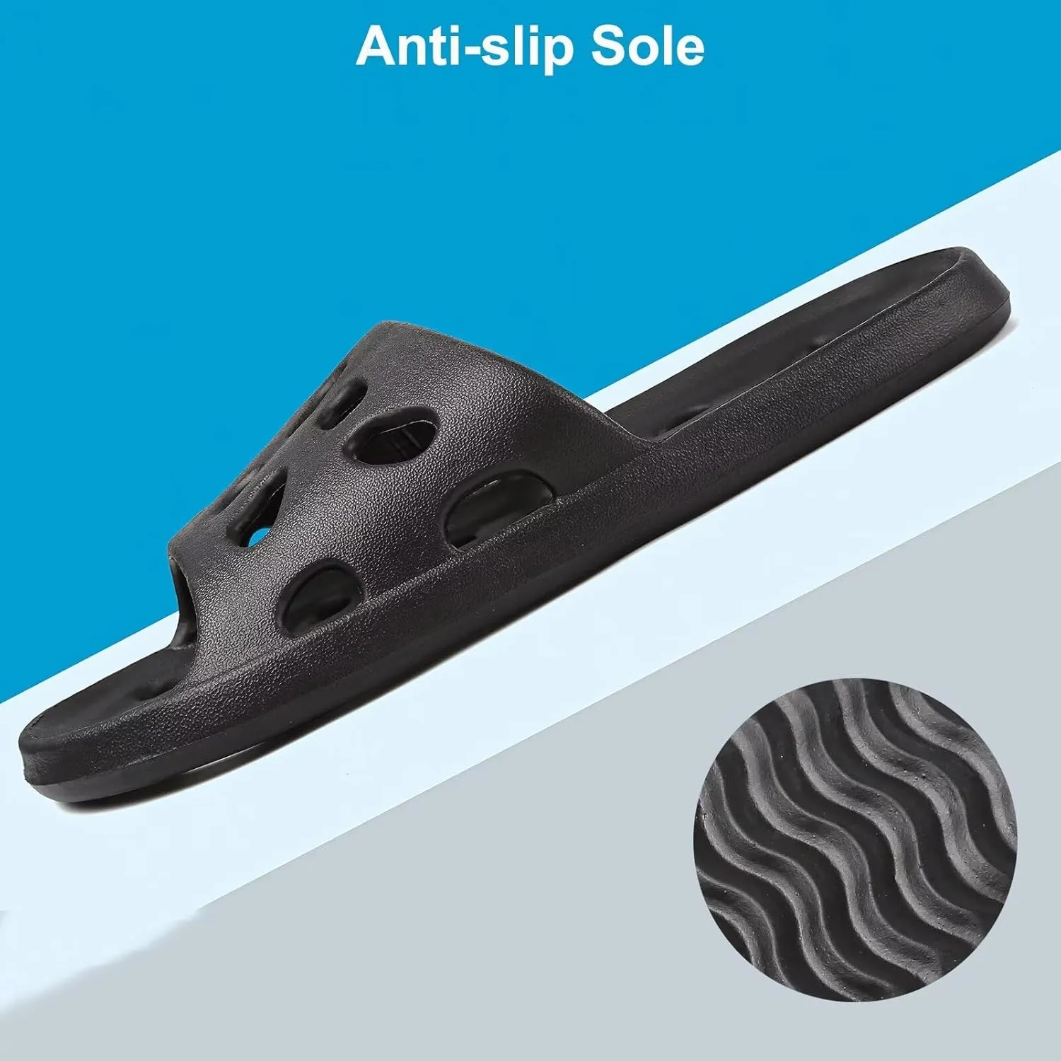 FINLEEO Shower Shoes for Women Men, Comfortable Quick Drying Non-Slip Pool Beach Bathroom Travel Slippers, Lightweight House Slippers