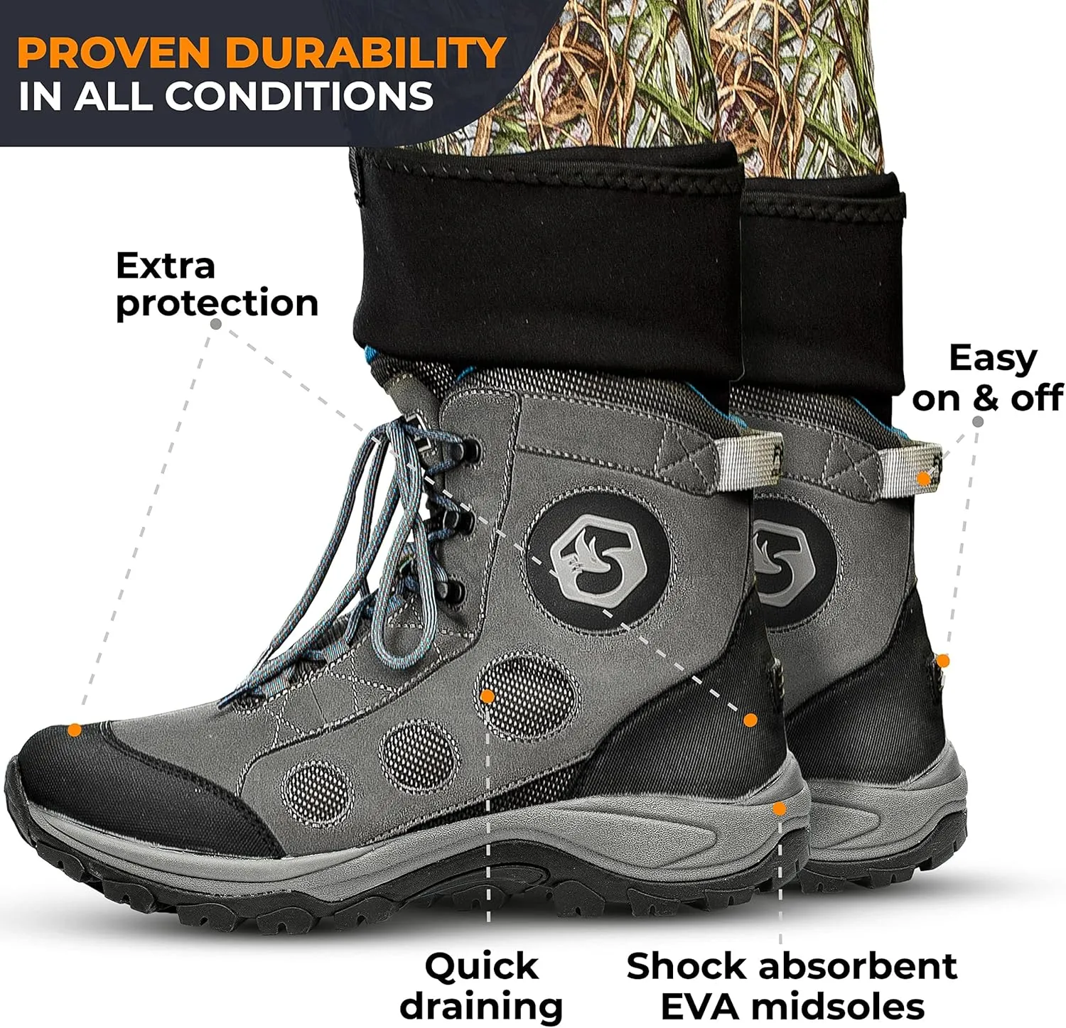 Foxelli Wading Boots  Lightweight Fly Fishing Boots for Men, Rubber Sole Wading Shoes