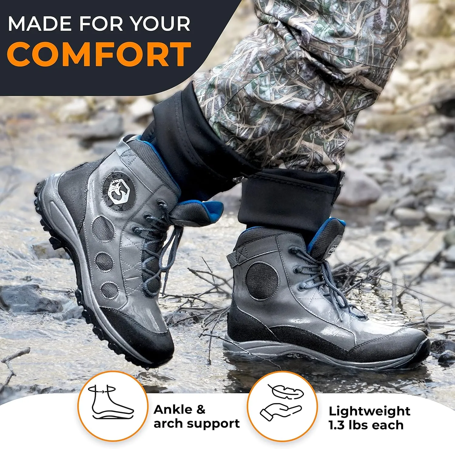 Foxelli Wading Boots  Lightweight Fly Fishing Boots for Men, Rubber Sole Wading Shoes