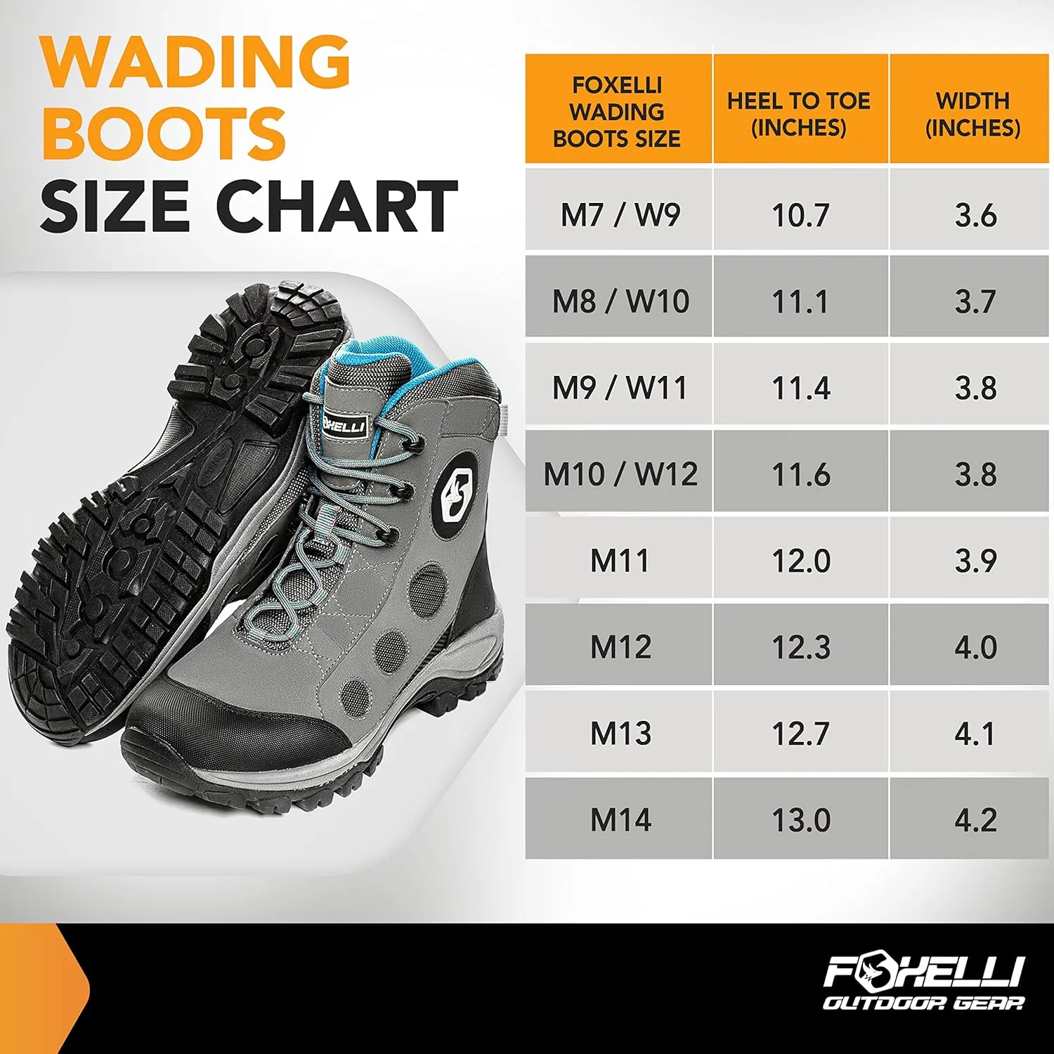Foxelli Wading Boots  Lightweight Fly Fishing Boots for Men, Rubber Sole Wading Shoes