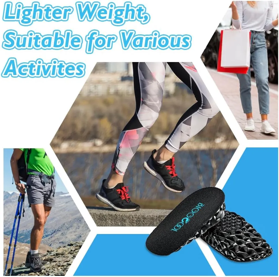 Height Increase Insoles for Men Women, Heel Lift Inserts for Leg Length Discrepancy, Invisible Height Boosters for Shock Absorption (Black, Large-0.6'' Height)