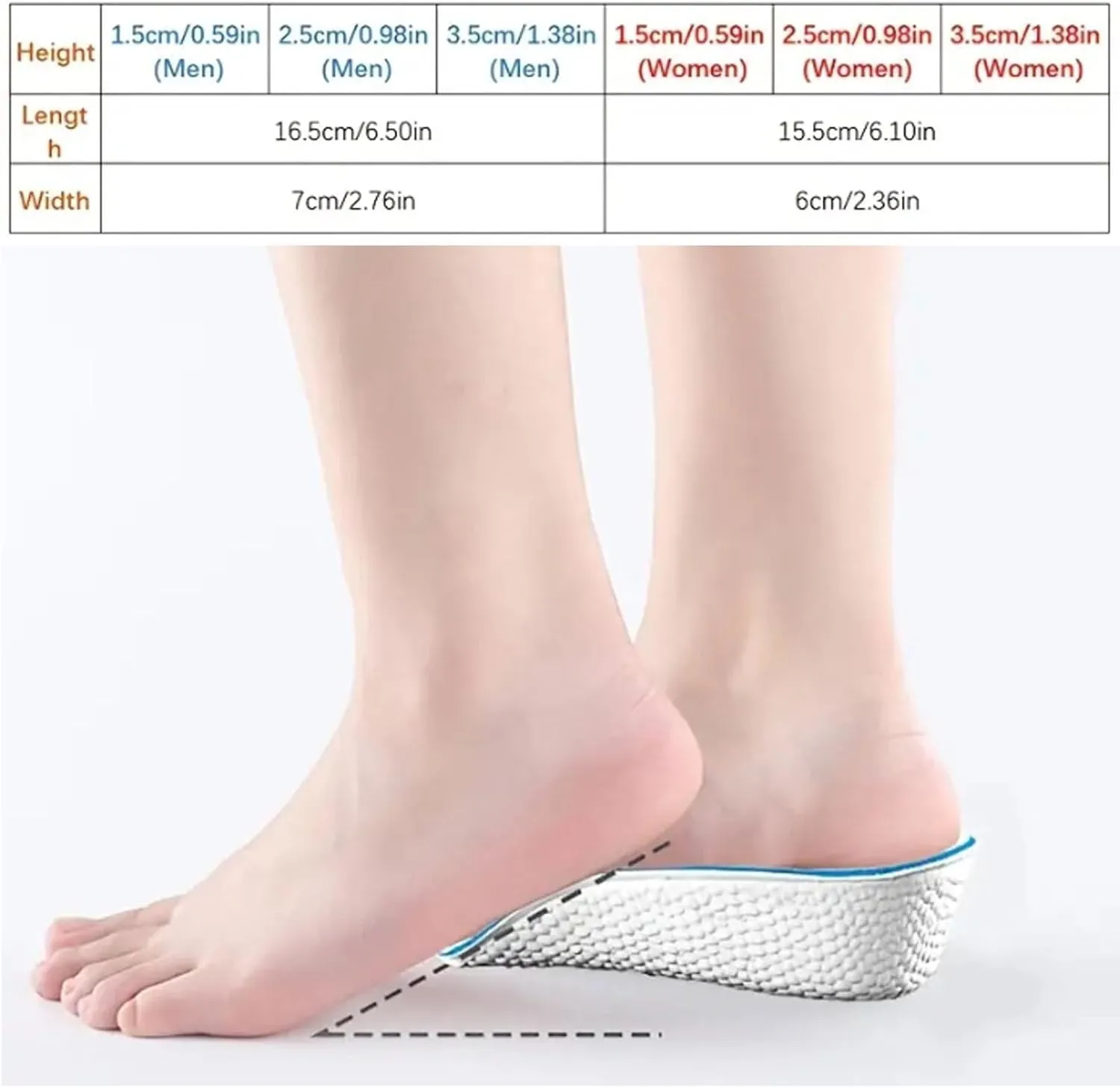 Height Insoles, Orthopedic High Pads for Men, Height Increase Insoles - Arch Support Insoles for Plantar Fasciitis, Height Increasing Shoes Pads (Black 2Pair,3.5cm/1.37inch)