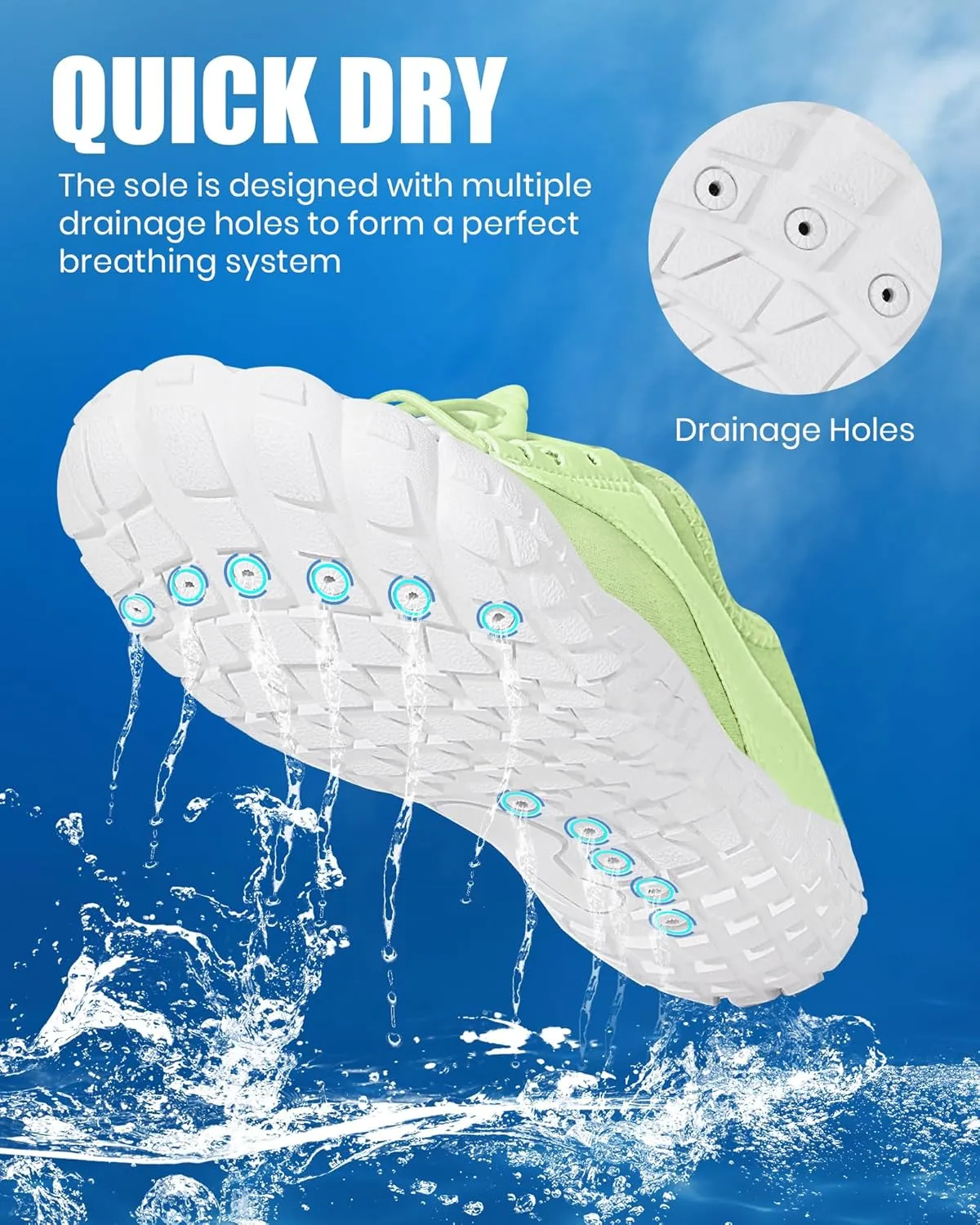 Hike Barefoot Water Shoes Women Men, Newly Water-Drops Pattern Pro Minimalist Shoe Quick Dry Wide Toe Breathable & Non-Slip for Hiking Beach Aqua Surf Swim