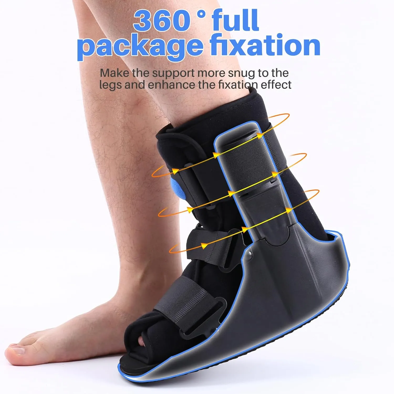 Inflatable Walking Boot, Air Cam Walker Fracture Boot Orthopaedic boot for Sprained Ankle, Short Air Walker Brace for Broken Foot Achilles Tendon Injury Black (Large)