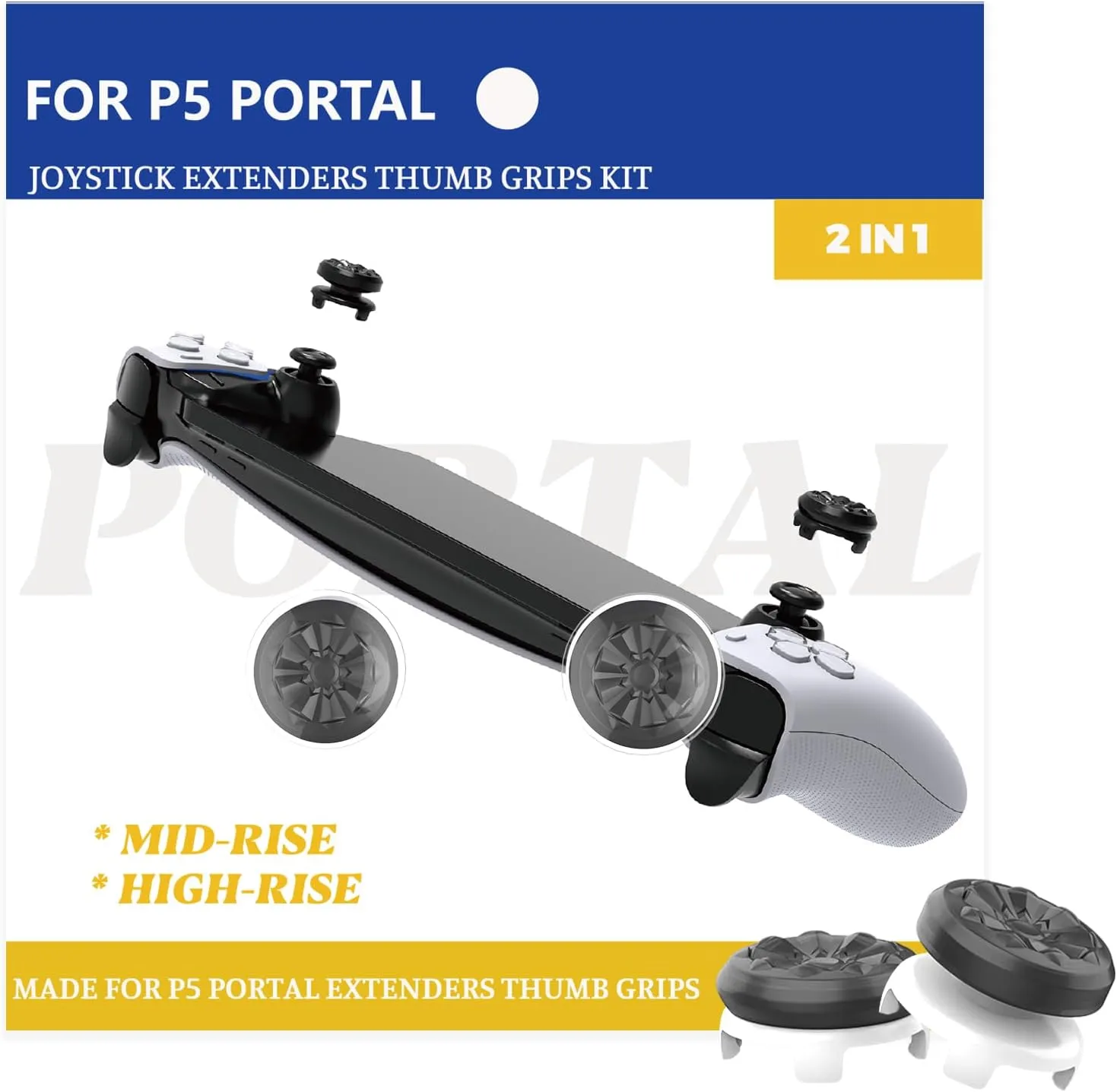 Joystick Caps Accessories for PlayStation Portal Remote Player, Thumbs Grips Caps 2 High-Rise Concave Anti-Slip Wear-Resistant Thumb Stick Caps for PS5 Portal (Black)